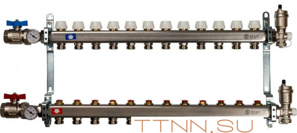 Коллектор с запорными клапанами STOUT SMS 0912 000012