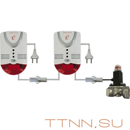 Система контроля загазованности Кенарь GD100-N + GD100-C + GV-80, раздельный сигнализатор метан+СО, труба DN15