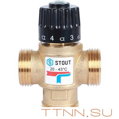 Смесительный клапан STOUT 1 НР 20-43°С KV 1,6 м3/ч