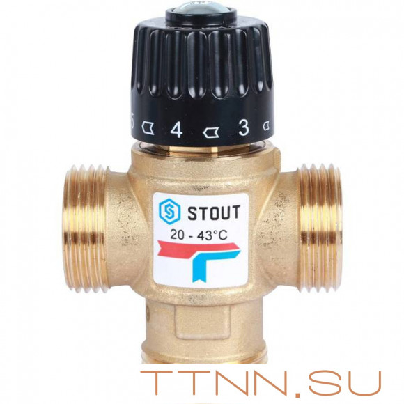 Смесительный клапан STOUT 1 НР 20-43°С KV 1,6 м3/ч