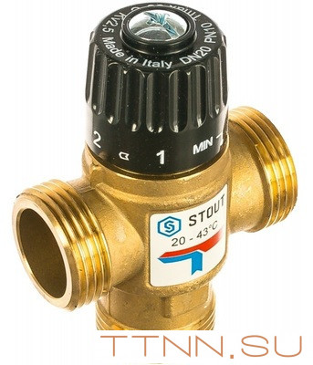 Смесительный клапан STOUT 1 НР 20-43°С KV 2,5 м3/ч