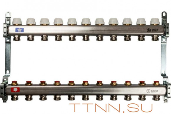 Коллектор с запорными клапанами STOUT SMS 0922 000011 Коллектор с запорными клапанами STOUT SMS 0922 000011