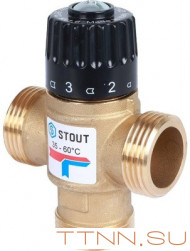 Смесительный клапан STOUT 1 НР 35-60°С KV 1,6 м3/ч