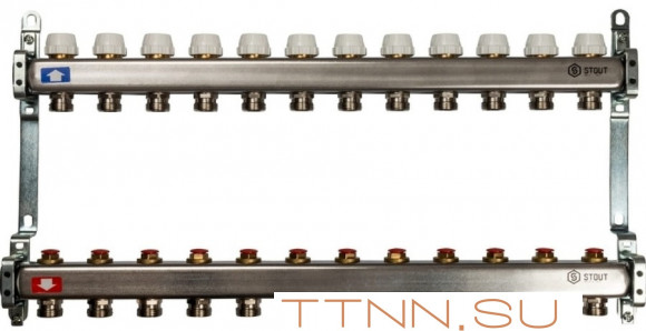 Коллектор с запорными клапанами STOUT SMS 0922 000012 Коллектор с запорными клапанами STOUT SMS 0922 000012