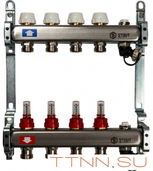 Коллектор с запорными клапанами STOUT SMS-0927-000004